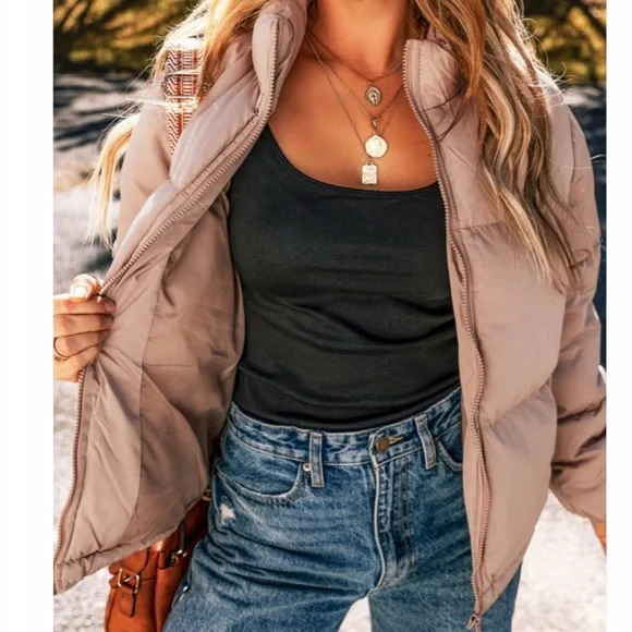 Pink Full Zipper Quilted Puffer Jacket - Picture 6 of 13